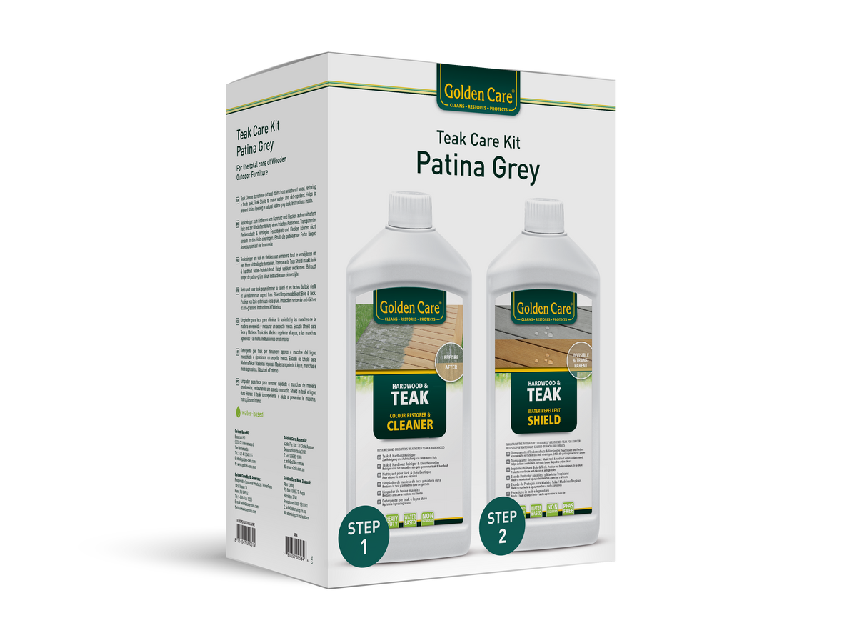 Golden Care Wood Care Kit mit Teak Cleaner und Teak Shield, 2 × 1000 ml